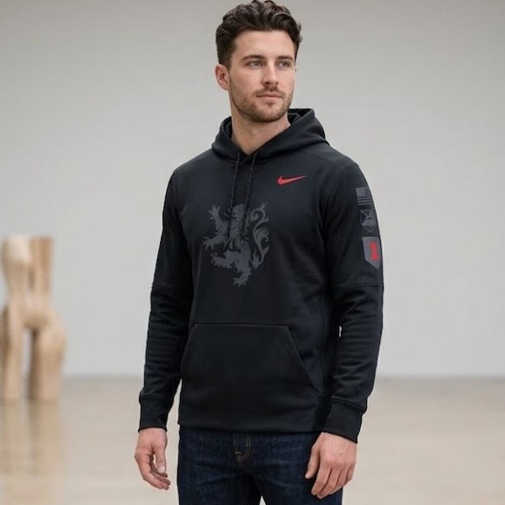 Nike Men's Army Black Knights Rivalry Lion Thermal Pullover Hoodie Gray Size L